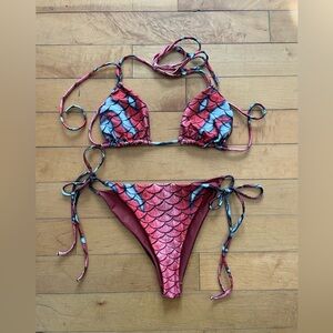 Red Zaleska finfolk merbella Bikini set